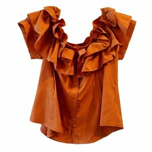 🍀🍀 SHEIN Ruffled Rust Blouse